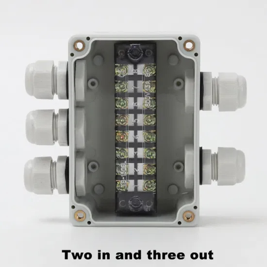 Два входа и три выхода 3,9*2,7*2 дюйма, распределительная коробка для проводов электропитания на открытом воздухе, АБС-пластик, серый цвет