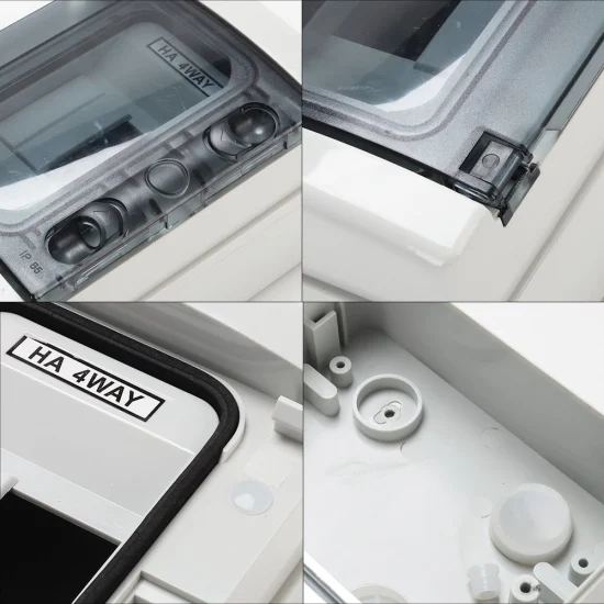 Ha-4 ​​Ways IP65 Водонепроницаемая наружная распределительная коробка 140*210*100 мм, пластиковая 4-полосная/4-полюсная распределительная коробка